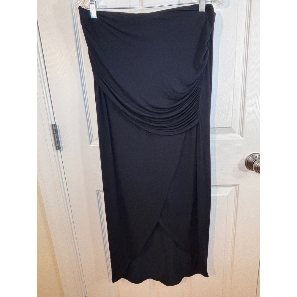 Cabi‎ Run Around Skirt Black Draped Tulip Hem Midi Ruching Knit Womens Medium